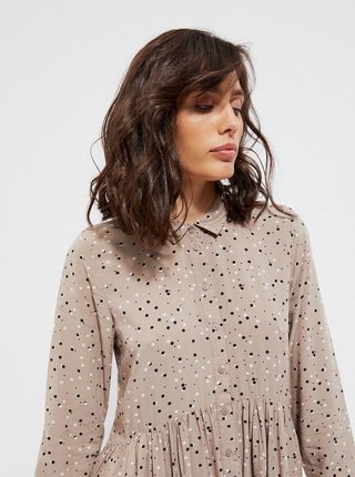 Béžové puntíkované košilové šaty Moodo