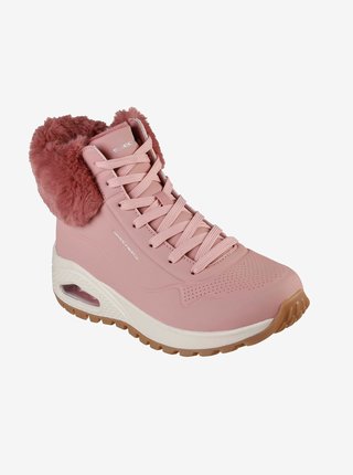 Růžové dámské zimní kotníkové boty Skechers