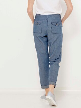 Modré zkrácené straight fit kalhoty CAMAIEU