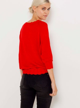 Červený sveter s ozdobnými detailmi CAMAIEU