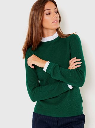 Tmavě zelený svetr se stojáčkem CAMAIEU