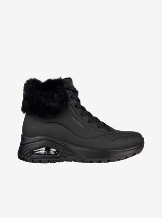 Černé dámské zimní kotníkové boty Skechers