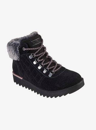 Čierne dámske zimné topánky v semišovej úprave Skechers