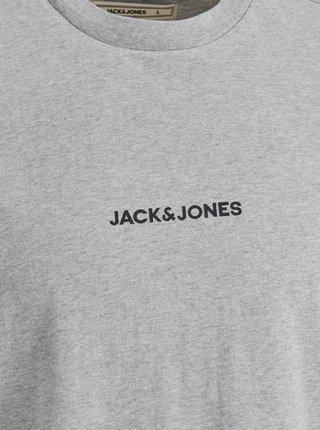 Svetlošedé tričko s nápisom Jack & Jones Boxy