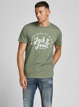 Zelené tričko s nápisem Jack & Jones Kimbel