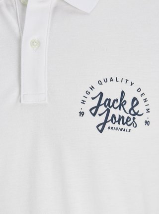 Bílé polo tričko s nápisem Jack & Jones Kimbel
