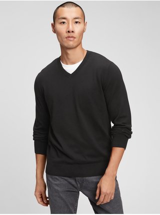 Černý pánský svetr v-neck sweater