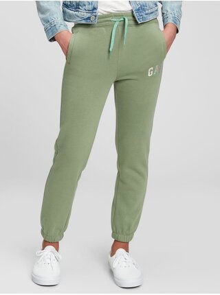 Zelené holčičí tepláky GAP Logo fleece joggers