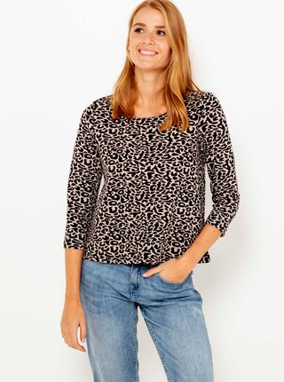 Krémové tričko s leopardím vzorom CAMAIEU