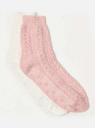 Sada dvou párů ponožek v růžové a bílé barvě CAMAIEU