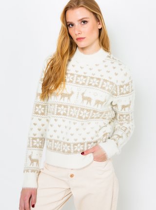 Bílý svetr s vánočním motivem CAMAIEU