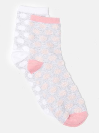 Sada dvoch párov šedých vzorovaných ponožiek CAMAIEU