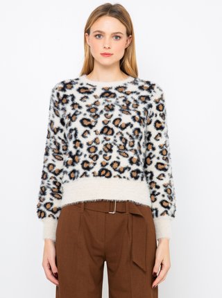 Krémový sveter s leopardím vzorom CAMAIEU