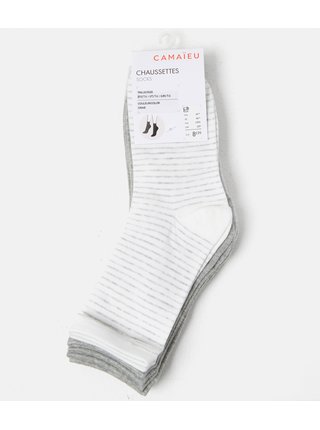 Sada pěti ponožek v šedé a bílé barvě CAMAIEU