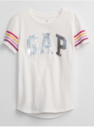 Bílé holčičí tričko s flitry GAP Logo
