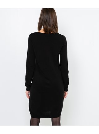 Černé svetrové šaty s aplikací CAMAIEU