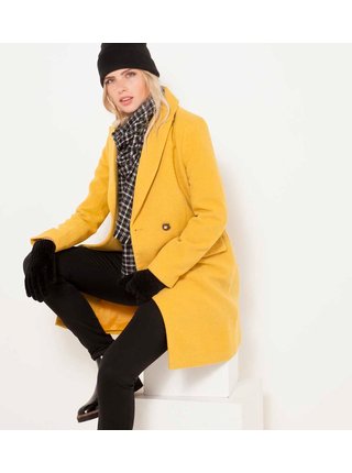 Žltý zimný kabát CAMAIEU
