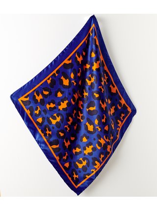 Oranžovo-modrý šátek se zvířecím vzorem CAMAIEU