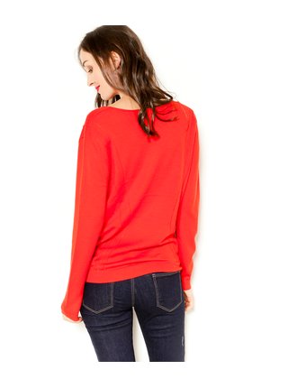 Červený vlněný basic svetr CAMAIEU