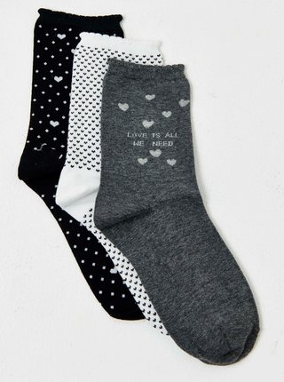 Ponožky pre ženy CAMAIEU - čierna, biela, tmavosivá