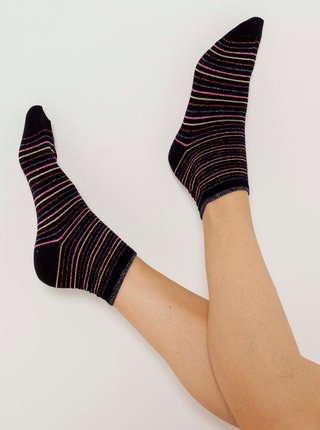 Černé pruhované ponožky CAMAIEU