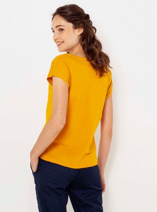 Tričká s krátkym rukávom pre ženy CAMAIEU - žltá