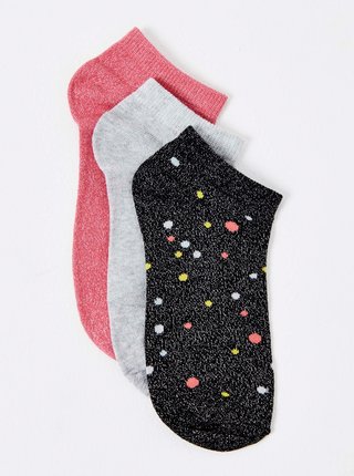 Ponožky pre ženy CAMAIEU - čierna, svetlosivá, ružová