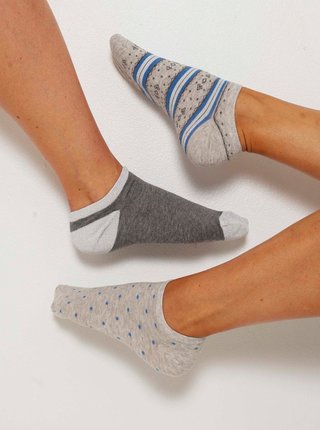 Sada troch párov šedých vzorovaných ponožiek CAMAIEU