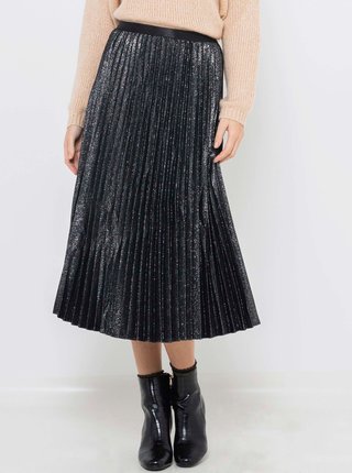 Černá třpytivá plisovaná midi sukně CAMAIEU