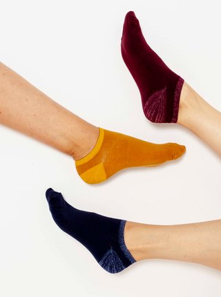 Ponožky pre ženy CAMAIEU - modrá, vínová, žltá