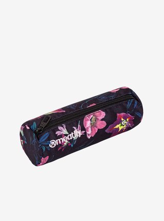 Růžovo-černý květovaný batoh s penálem Meatfly Basejumper (22 l)