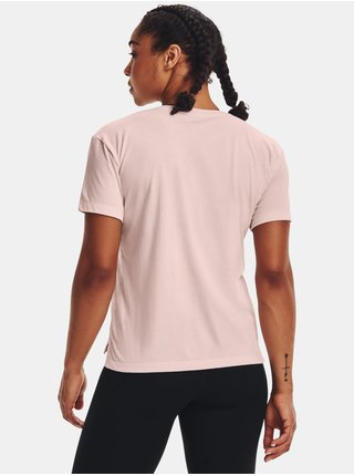 Světle růžové dámské tričko Under Armour Live Pocket Mesh Graphic SS