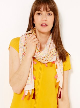 Žluto-krémový vzorovaný šátek CAMAIEU