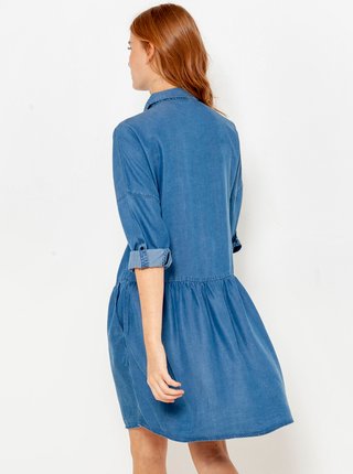 Modré rifľové košeľové šaty CAMAIEU