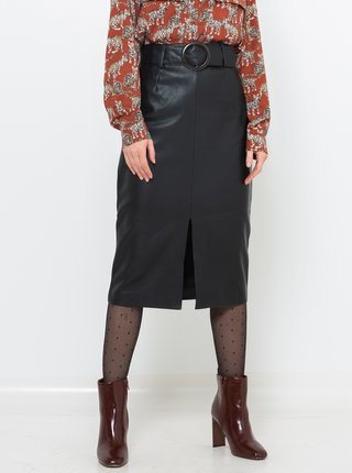Černá koženková sukně CAMAIEU