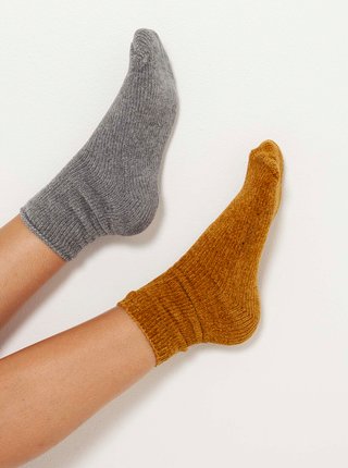 Sada dvou ponožek v šedé a hořčicové barvě CAMAIEU