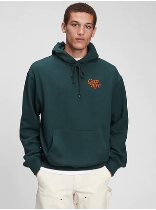 Zelená pánská mikina GAP Logo New York original pocket hoodie