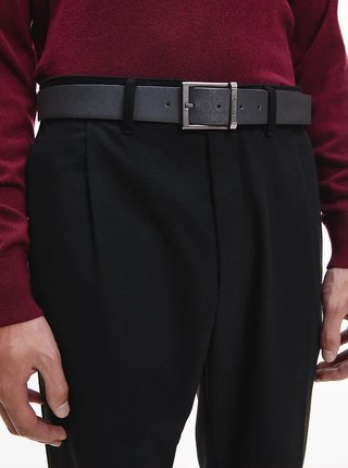 Čierny pánsky vzorovaný opasok Calvin Klein Jeans
