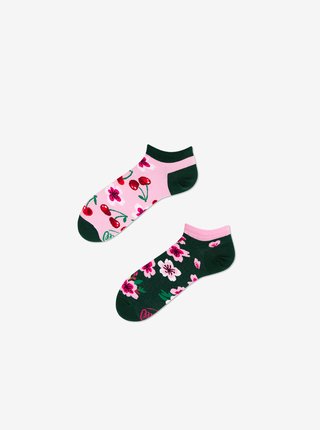 Zeleno-růžové unisex vzorované ponožky Many Mornings Cherry Blossom 