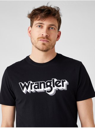 Černé pánské tričko s potiskem Wrangler SS Logo