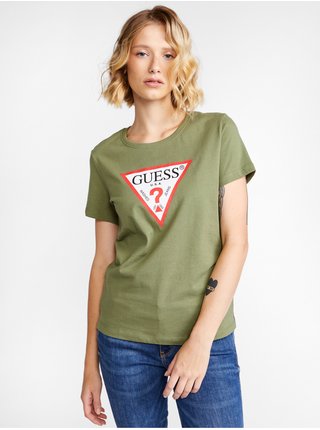 Zelené dámské tričko s potiskem Guess Original