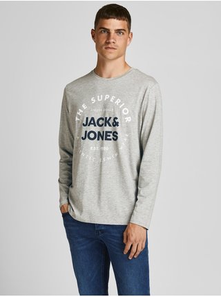 Tričká s dlhým rukávom pre mužov Jack & Jones - sivá