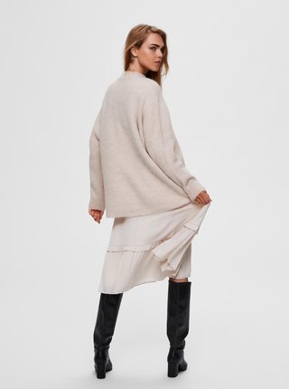 Krémový voľný vlnený sveter Selected Femme Fulu