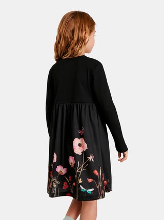 Čierne dievčenské kvetované šaty Desigual Alejandrita
