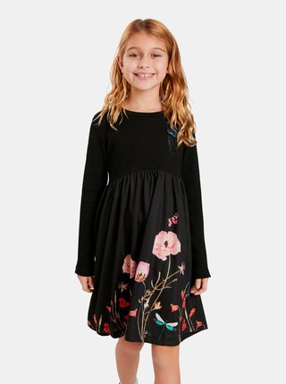 Černé holčičí květované šaty Desigual Ariadna