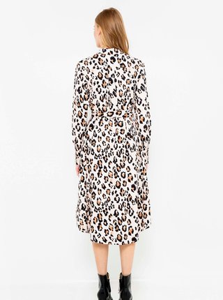Béžové košeľové šaty s leopardím vzorom CAMAIEU