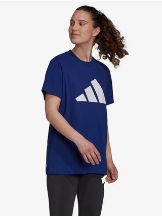 Modré dámské sportovní tričko adidas Performance Future Icons Logo Graphic