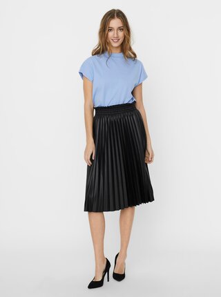 Černá plisovaná koženková sukně VERO MODA Nellie