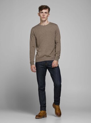 Hnedý vlnený sveter Jack & Jones Mark