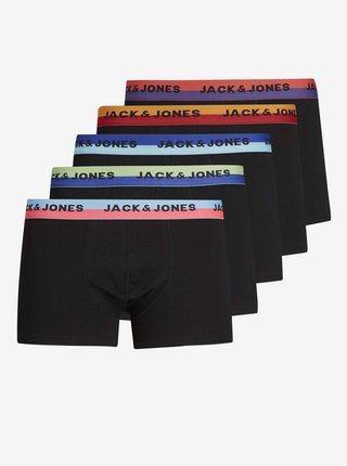 Sada pěti černých boxerek Jack & Jones Neon